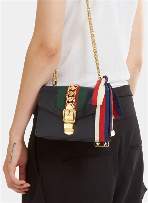 gucci sylvie mini chain bag navy|Gucci Sylvie Mini Bag .